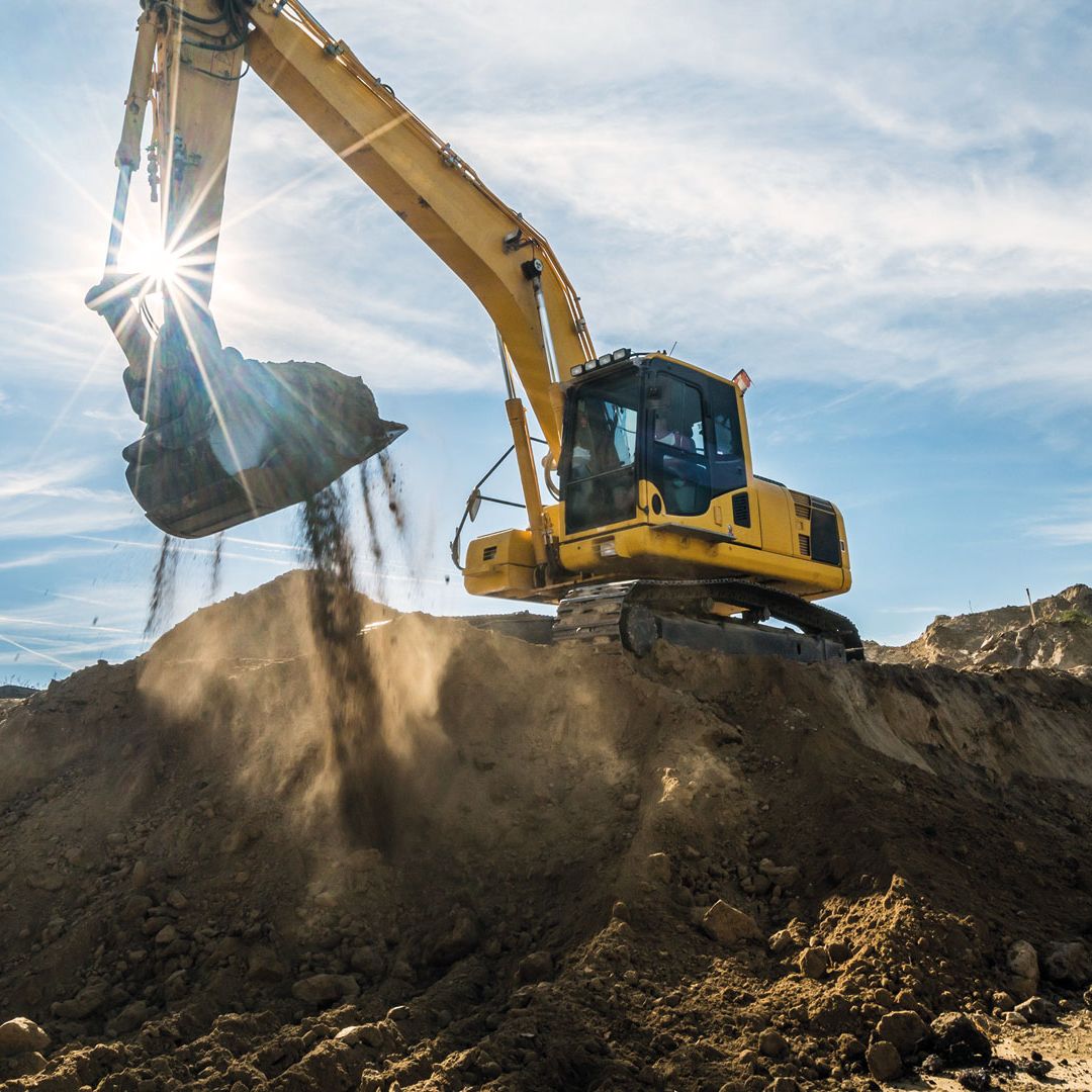Wacker Bagger im Kieswerk