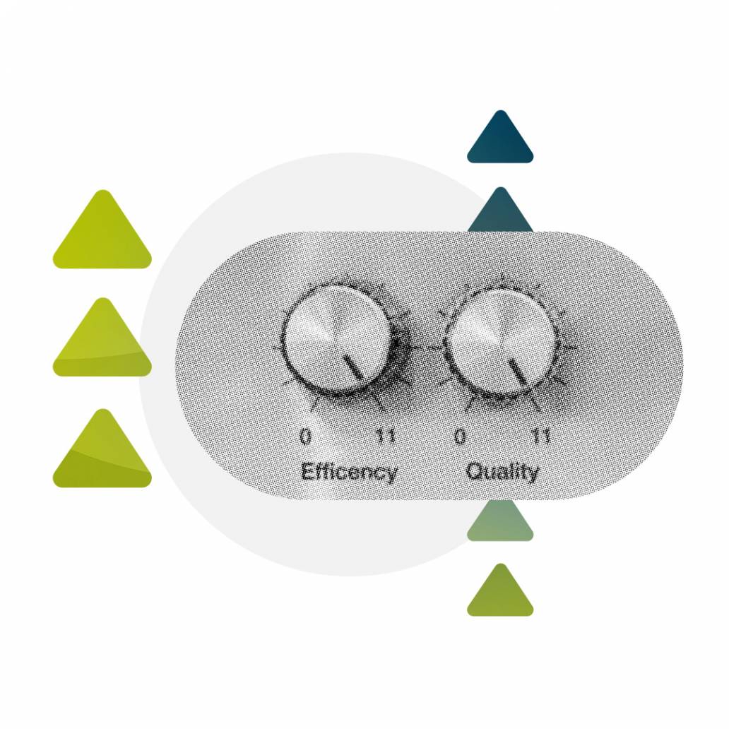 Audit-Software f&uuml;r Produktion: Steuerungsregler symbolisieren, dass man Effizienz und Qualit&auml;t ausregeln kann