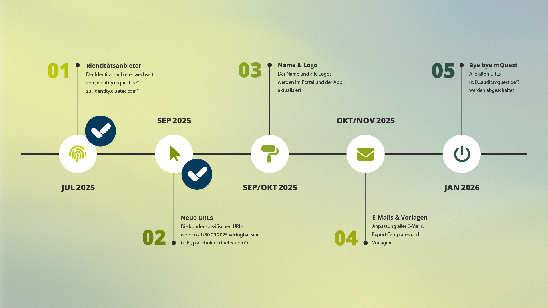 Timeline für Software-Anapssungen an der cluetec Audit Software