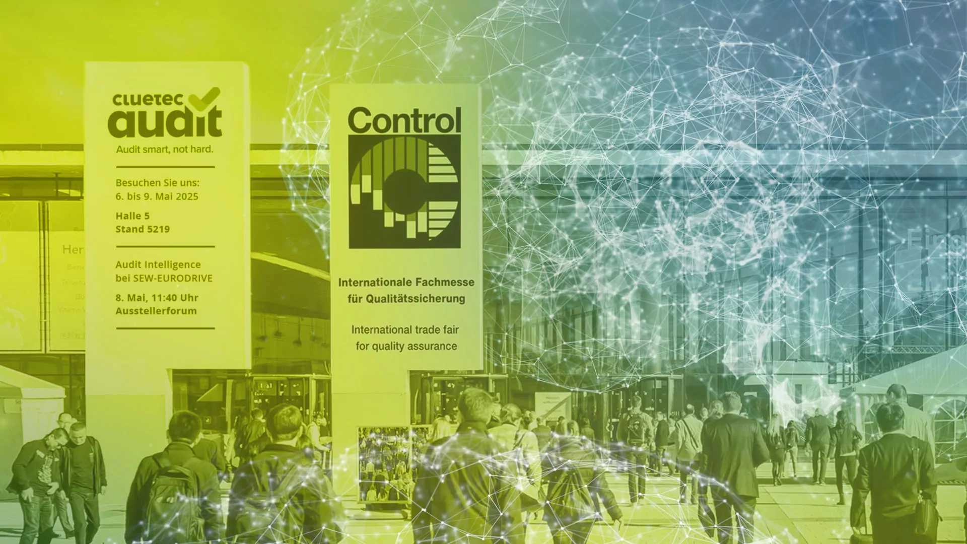 Hintergrundbild: Fachmesse Control, Eingangsbereich Messe Stuttgart